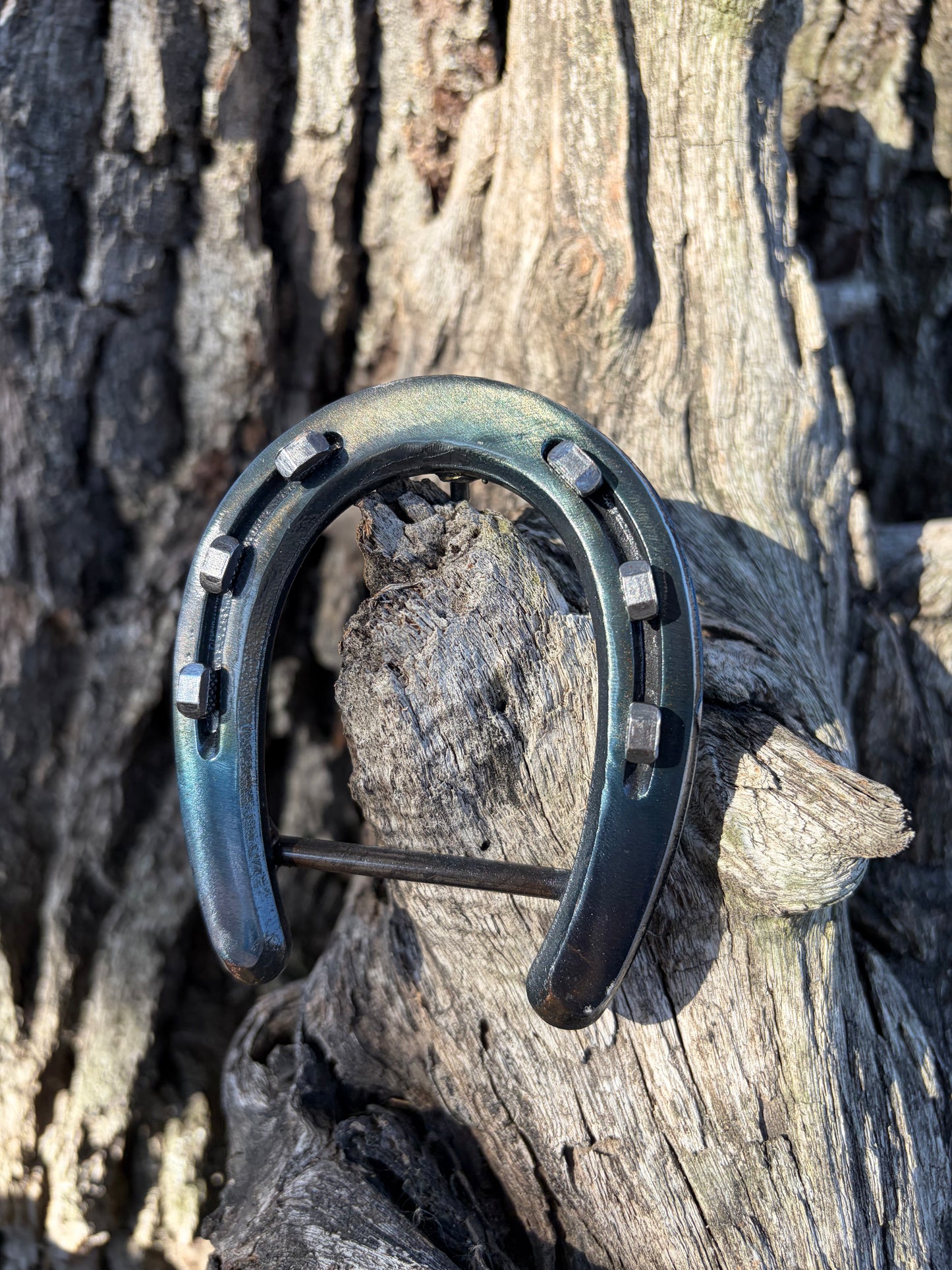 Pony- Gunmetal Distressed with Silver Nails