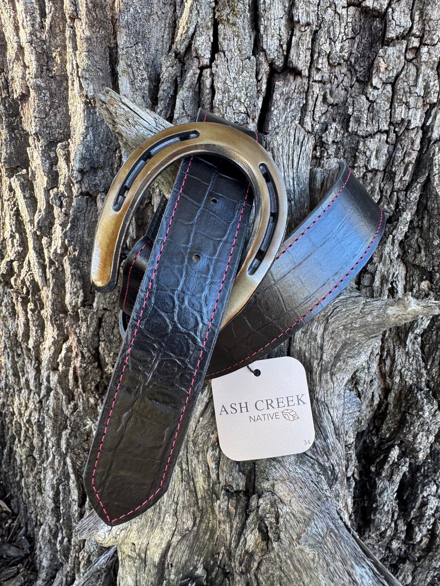 Gloss Black Embossed Croc with Red Stitching