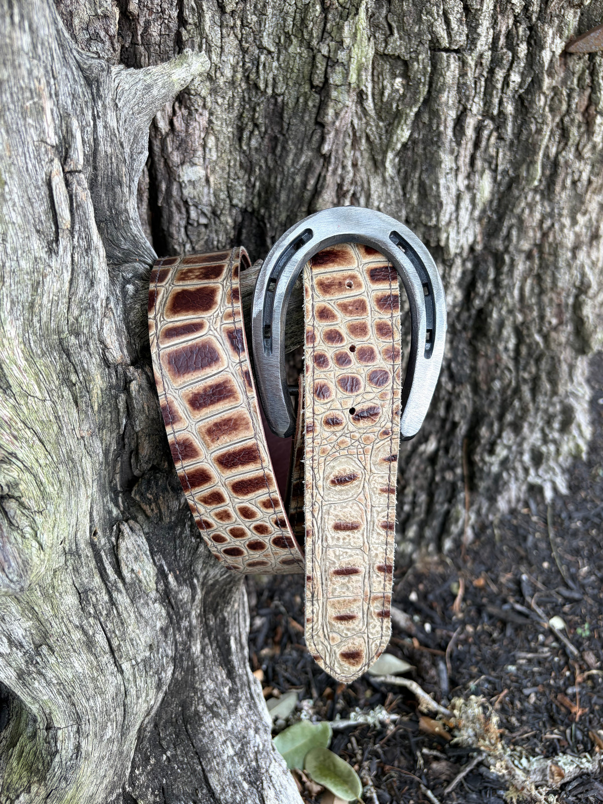 Toasted Marshmallow Embossed Gator Belt