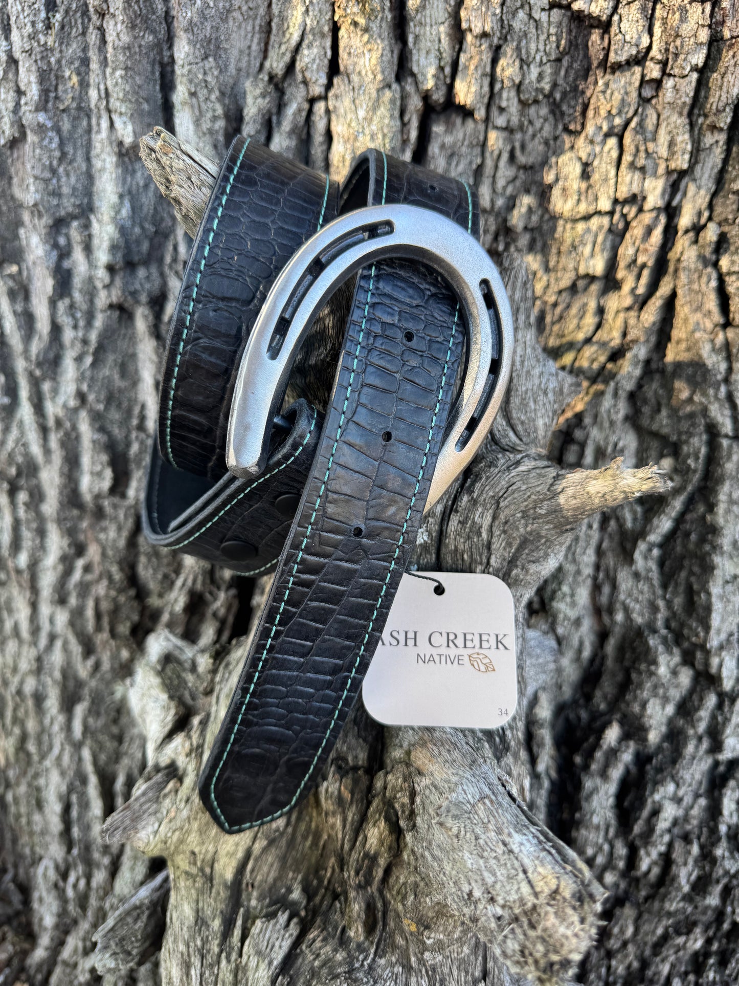 Matte Black Embossed Croc with Color Stitching