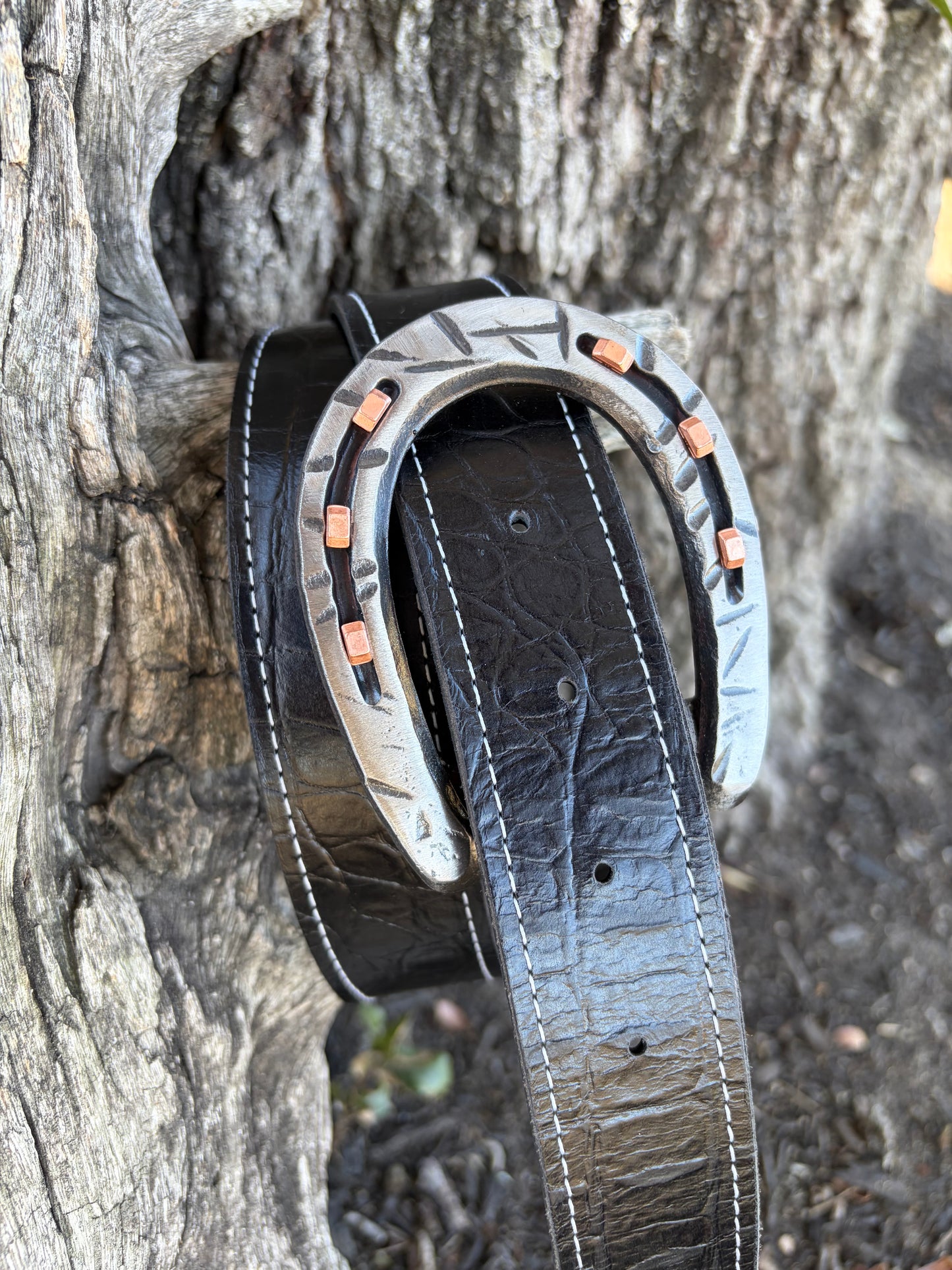 Pony-Silver Distressed with Copper Nails