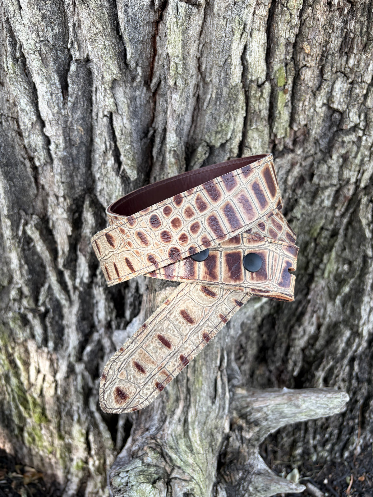 Toasted Marshmallow Embossed Gator Belt