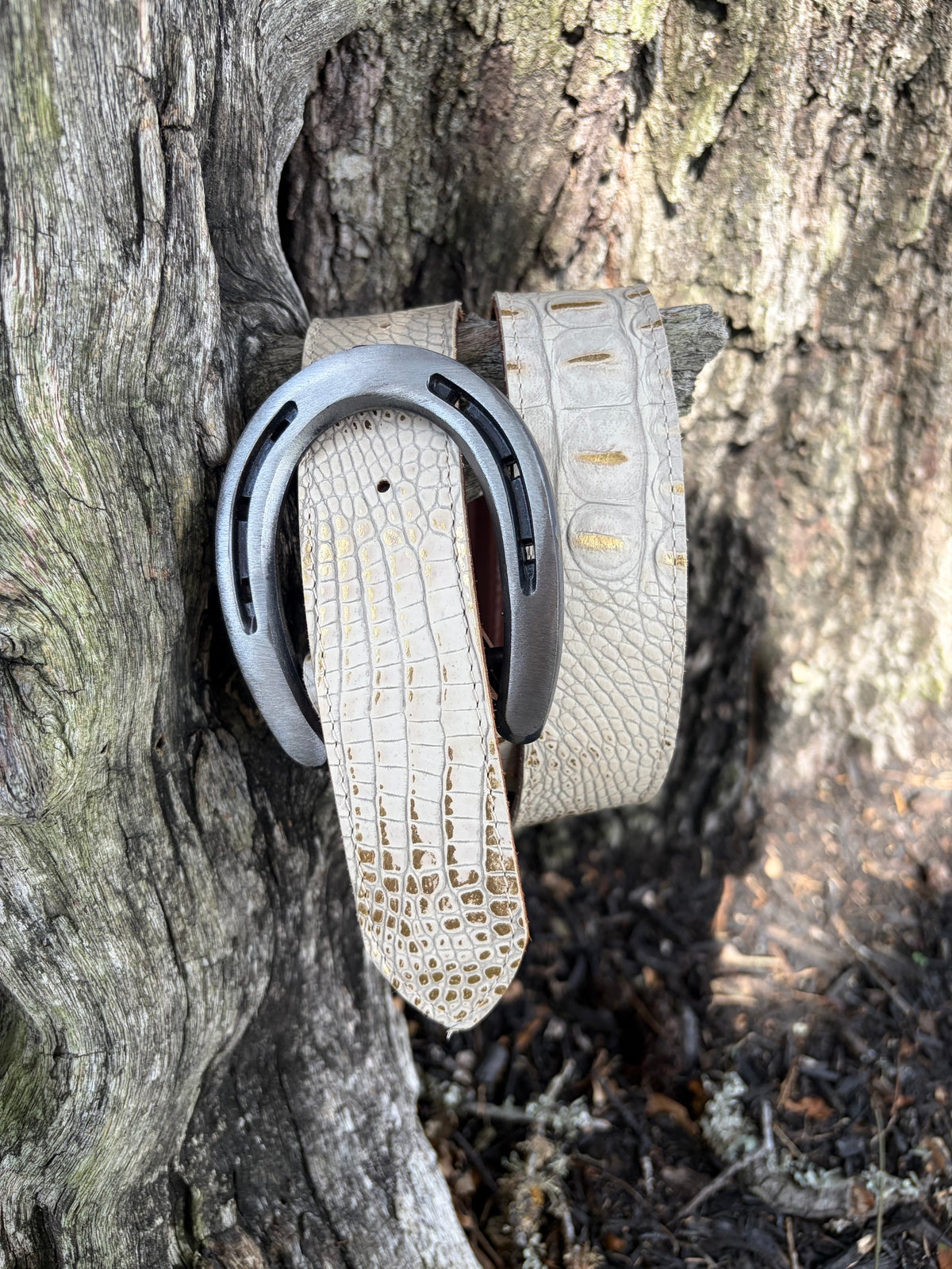 Cream with gold Italian Hornback Embossed Croc
