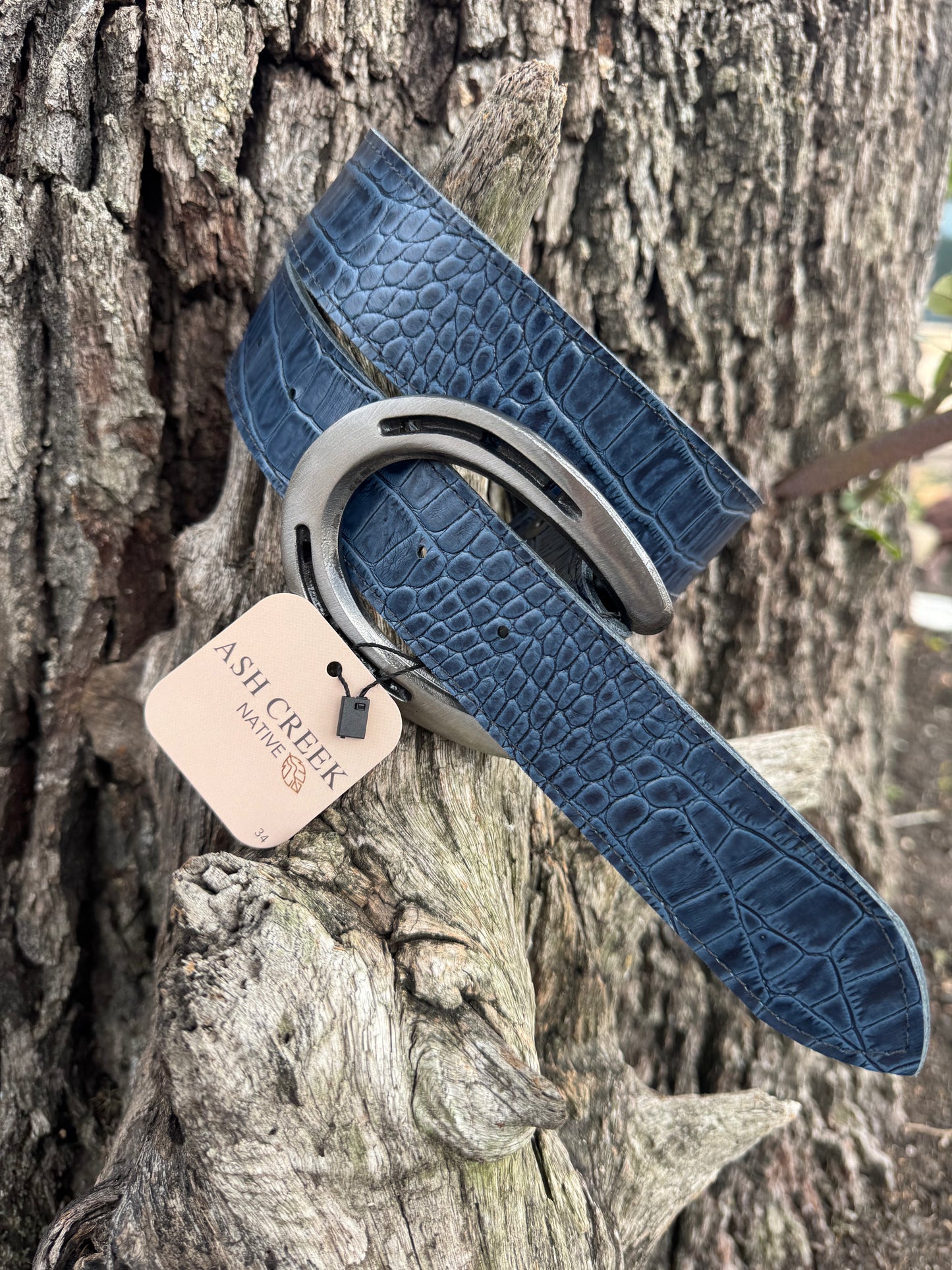 Italian Barcelona Iris Embossed Crocodile Belt