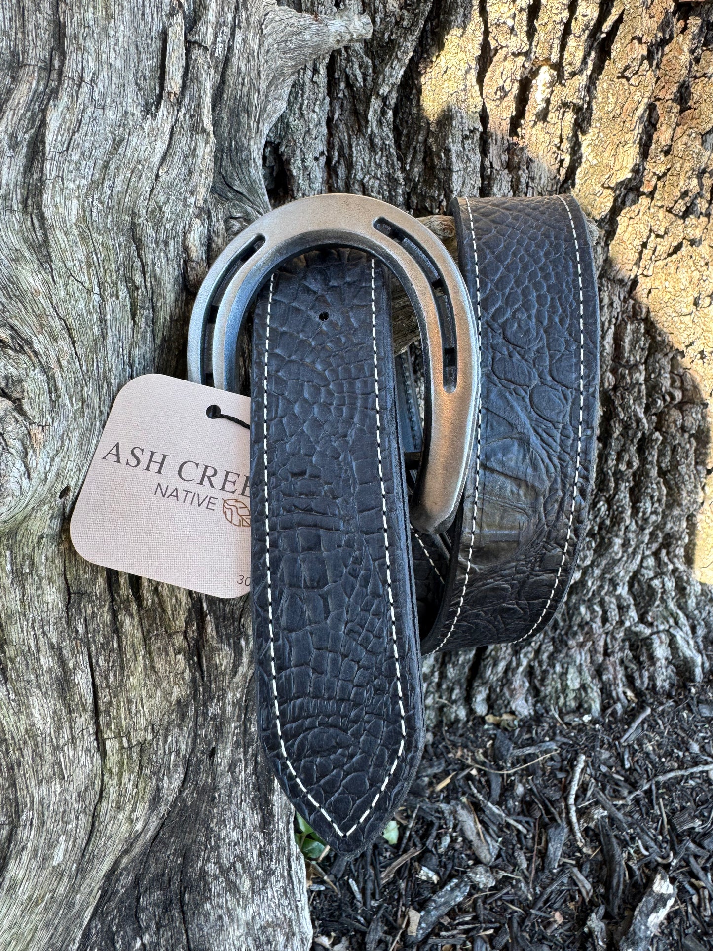 Matte Black Embossed Croc with Color Stitching