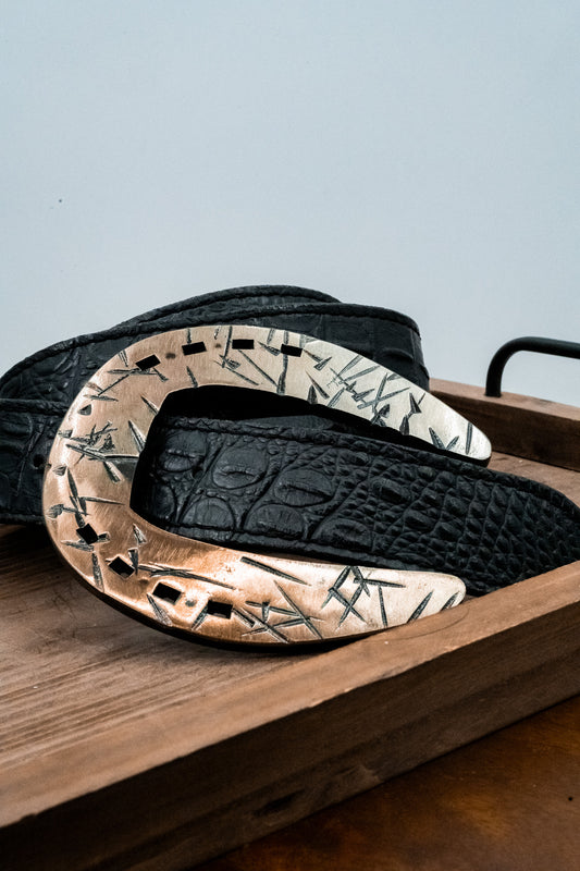 Gold/Bronze Distressed Square Toed Shoe