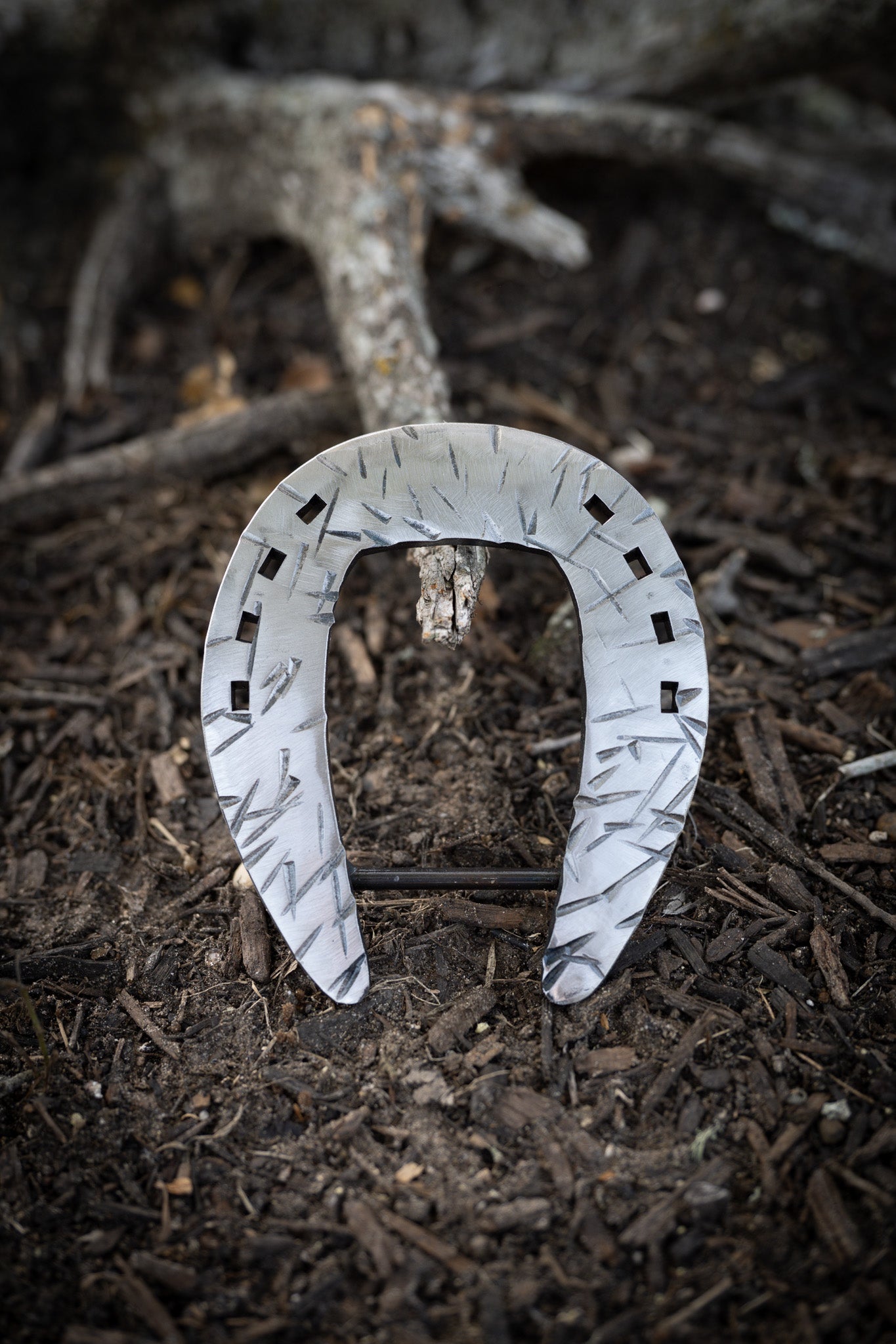 Square Toed Shoe- Polished Silver Distressed