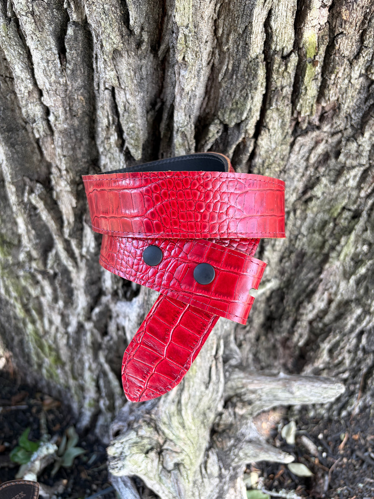 Ferrari Red Barcelona Embossed Crocodile Belt
