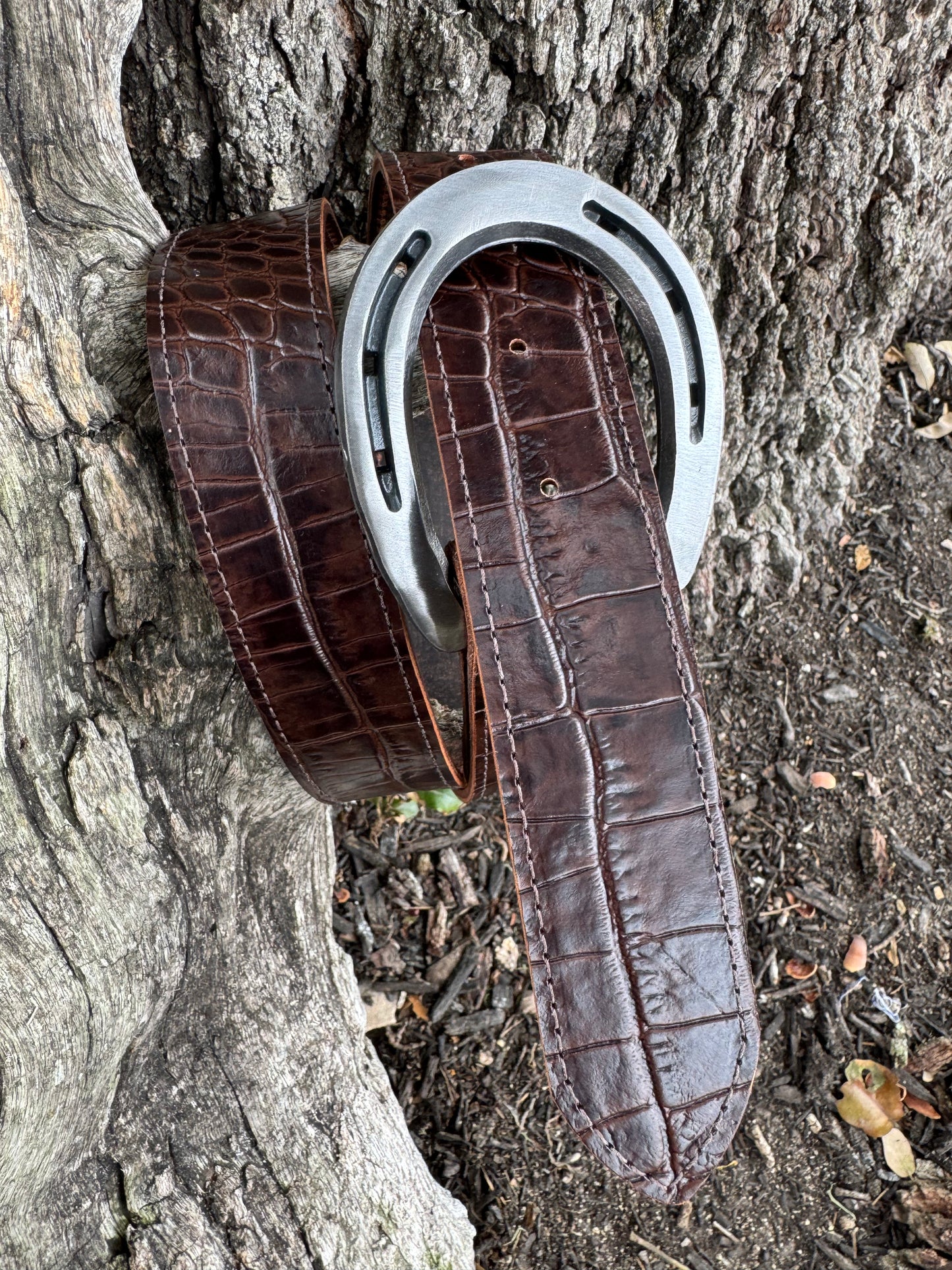 Espresso Embossed Crocodile Belt