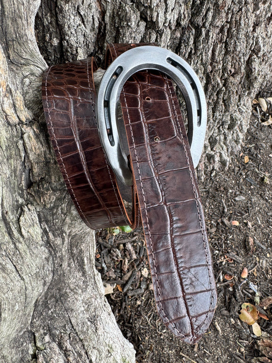 Espresso Embossed Crocodile Belt