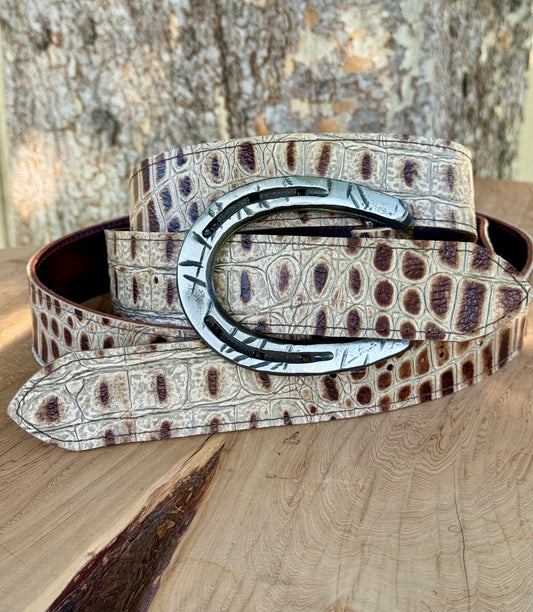 Toasted Marshmallow Embossed Gator Belt